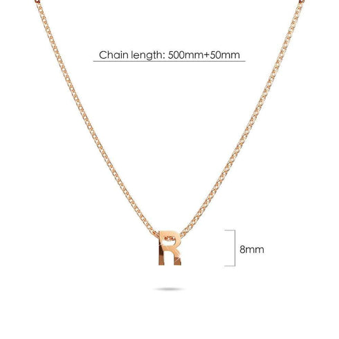 Initials Brick Alphabet Letter Necklace Rose Gold Layered Steel Jewellery
